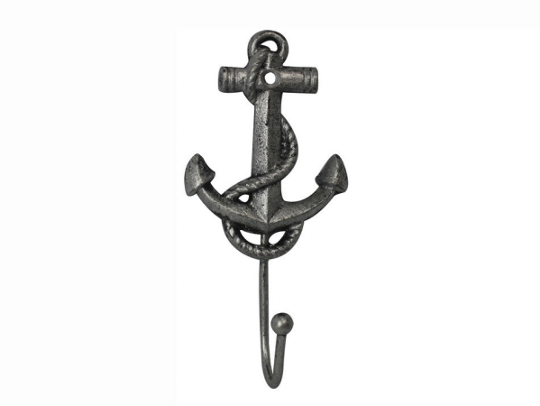 7 in. Cast Iron Anchor Hook - Rustic Silver