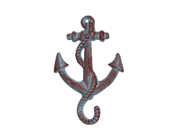 K-652-red 5 in. Cast Iron Anchor Hook - Rustic Red Whitewashed