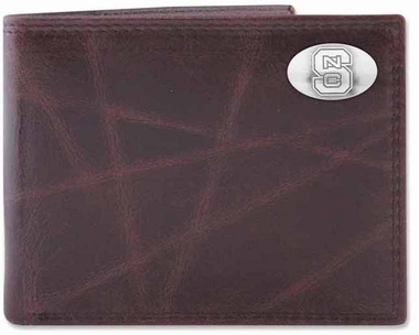 Picture of ZeppelinProducts NCS-IWT1-WRNK-BRW NC State Passcase Wrinkle Leather Wallet