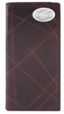 Picture of ZeppelinProducts OKS-IWT4-WRNK-BRW Oklahoma State Secretary Wrinkle Leather Wallet