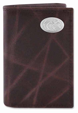Picture of ZeppelinProducts SMS-IWT2-WRNK-BRW Southern Miss Trifold Wrinkle Leather Wallet