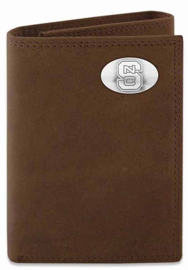 Picture of ZeppelinProducts NCS-IWT2-CRZH-LBR NC State Trifold Crazyhorse Leather Wallet