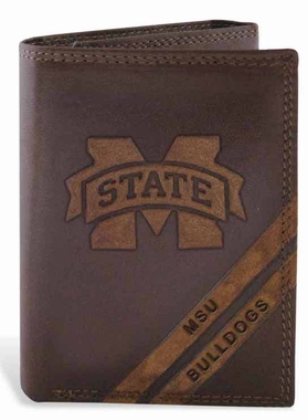 Picture of ZeppelinProducts MSSU-IWD2-BRW Mississippi State Trifold Debossed Leather Wallet