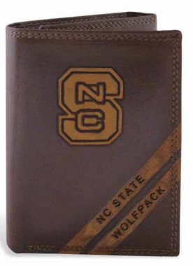 Picture of ZeppelinProducts NCS-IWD2-BRW NC State Trifold Debossed Leather Wallet