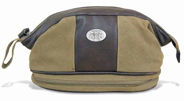 Picture of ZeppelinProducts TAM-BTX1-KHK Texas A&M Toiletry Bag Waxed Canvas- 12 x 7 x 7