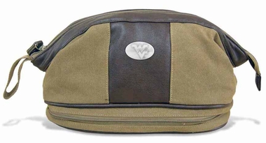 Picture of ZeppelinProducts WVU-BTX1-KHK West Virginia Toiletry Bag Waxed Canvas- 12 x 7 x 7