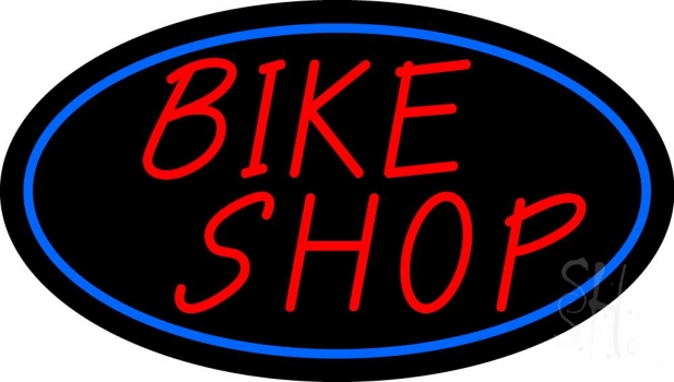Picture of The Sign Store N105-6217- Clear Bike Shop Blue Border Clear Backing Neon Sign 17 T x 30 W in.