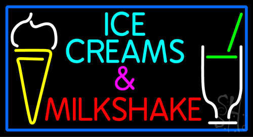 N105-13568- Clear Ice Creams N Milkshakes Clear Backing Neon Sign 20 T x 37 W in.