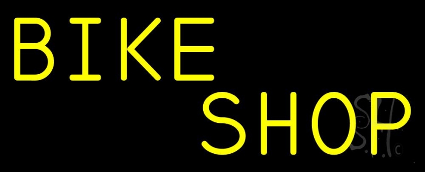 N105-6752- Clear Yellow Bike Shop Clear Backing Neon Sign 13 T x 32 W in.