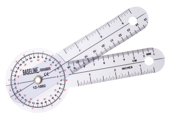 Picture of Fabrication Enterprises 12-1002 Baseline Plastic Goniometer - 360 Degree Head - 6 in. Arms