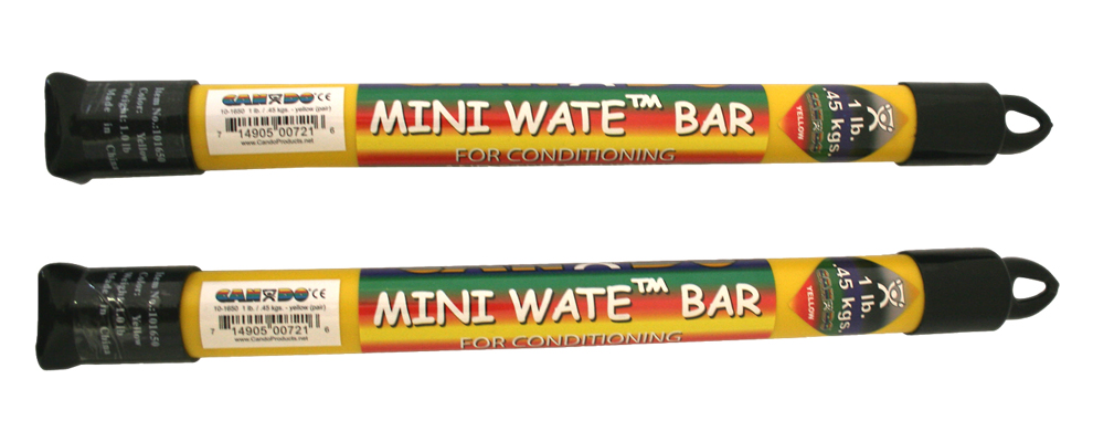 CanDo Mini WaTE Exercise Weight Bar, 1 lb., Yellow, 2 Each