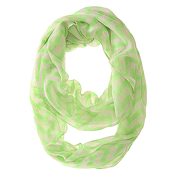 Picture of Kate Bissett CO-CMF3322-NEONGREEN Zig Zag Neon Green Infinity Scarf