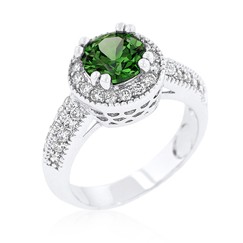 Picture of Kate Bissett R08226R-C40-05 Emerald Halo Engagement Ring - Size 05