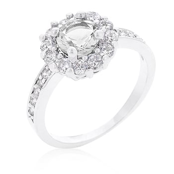 Picture of Kate Bissett R08347R-C01-09 Bella Birthstone Engagement Ring In Clear- Size 09