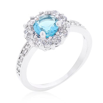 Picture of Kate Bissett R08347R-C31-05 Bella Birthstone Engagement Ring In Blue- Size 05