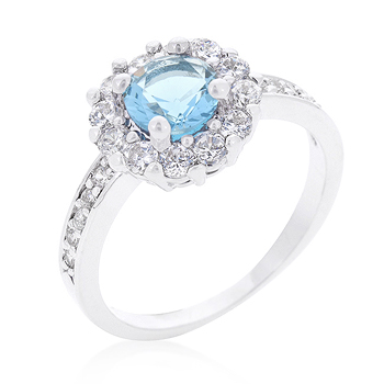 Picture of Kate Bissett R08347R-C31-08 Bella Birthstone Engagement Ring In Blue- Size 08
