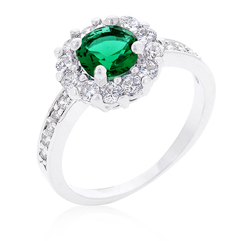 Picture of Kate Bissett R08347R-C40-08 Bella Birthstone Engagement Ring In Green- Size 08
