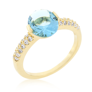 Picture of Kate Bissett R08350G-C32-10 Aqua Oval Cubic Zirconia Engagement Ring - Size 10