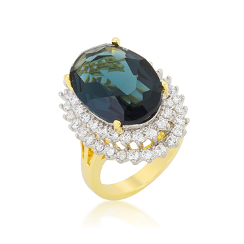Two-tone Double Halo Cocktail Ring Size - 06
