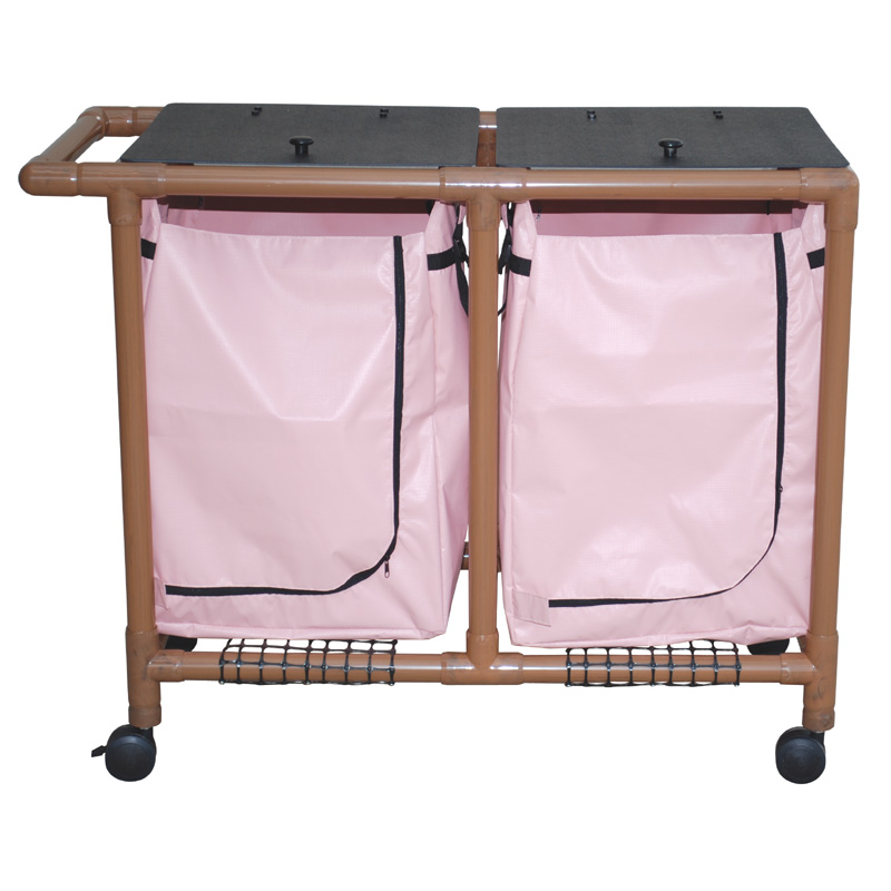 Picture of MJM International WT218-D Woodtone double hamper with mesh bag