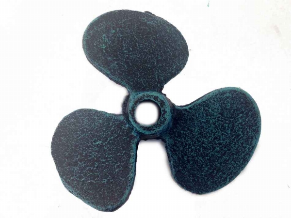 Picture of Handcrafted Model Ships K-49011-seaworn 4 in. Cast Iron Propeller Paperweight - Seaworn Blue