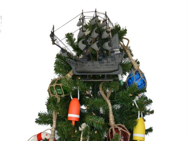 Picture of Handcrafted Model Ships Dutchman 14-XMASS Wooden Flying Dutchman Model Pirate Ship Christmas Tree Topper Decoration