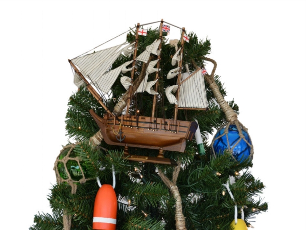 Picture of Handcrafted Model Ships HMS Beagle 14-XMASS Wooden Charles Darwins Hms Beagle Model Ship Christmas Tree Topper Decoration