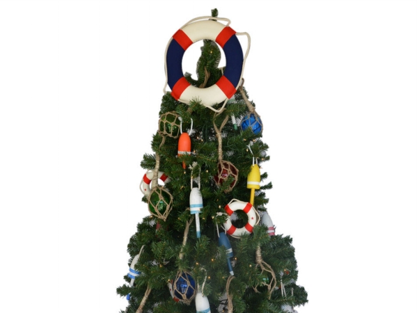 Picture of Handcrafted Model Ships Lifering15-307-XMASS American Lifering Christmas Tree Topper Decoration
