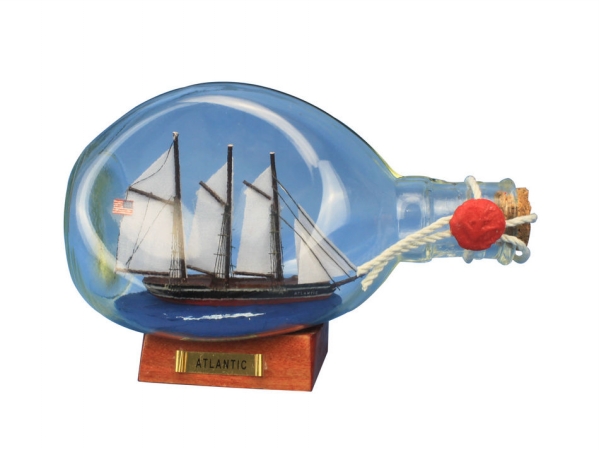 Picture of Handcrafted Model Ships Atlantic-B Atlantic Sailboat In A Glass Bottle - 7 in.