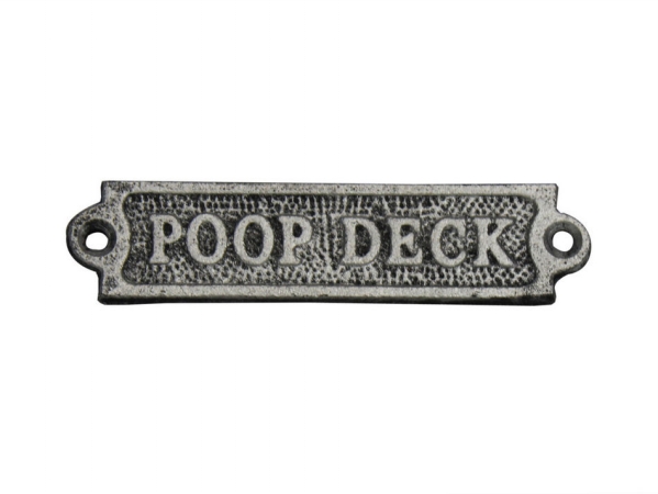 K-0164-silver 6 in. Cast Iron Poop Deck Sign - Rustic Silver