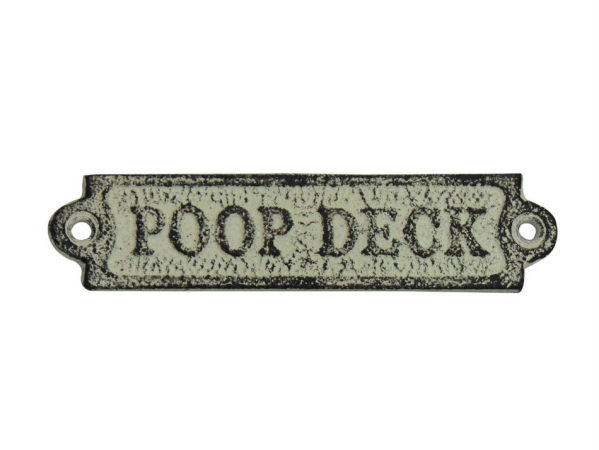 6 in. Cast Iron Poop Deck Sign - Whitewashed