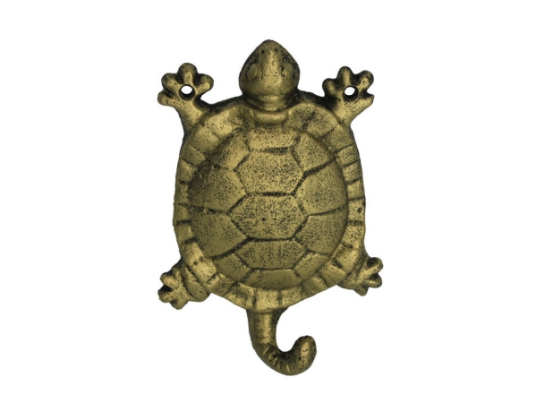 K-528-gold 6 in. Cast Iron Turtle Hook - Rustic Gold
