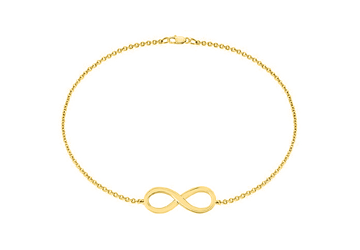 Fine Jewelry Vault UBBR3039AGVY 18K Yellow Gold Vermeil Infinity Bracelet in Sterling Silver with 7 in. Box Chain Bracel