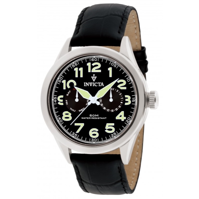 IN11741 Mens Vintage Master Calendar44 Day  Date Black Dial Leather Watch