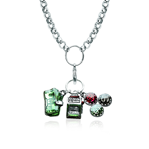 Whimsical Gifts Casino Charm Necklace in Silver