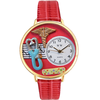 Picture of Whimsical Gifts G-0620053 Nurse 2 Red Watch In Gold Large