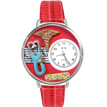 Picture of Whimsical Gifts U-0620053 Nurse 2 Red Watch In Silver Large