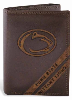 Picture of ZeppelinProducts PSU-IWD2-BRW Penn State Trifold Debossed Leather Wallet