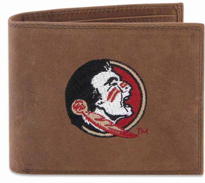 Picture of ZeppelinProducts FSU-IWE1-CRZH-LBR FSU Passcase Embroidered Leather Wallet