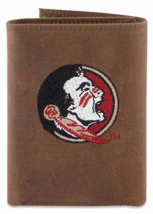Picture of ZeppelinProducts FSU-IWE2-CRZH-LBR FSU Trifold Embroidered Leather Wallet