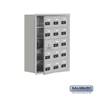 SalsburyIndustries 19158-15ARC Cell Phone Storage Locker With Front Access Panel - 5 Door High Unit- Aluminum