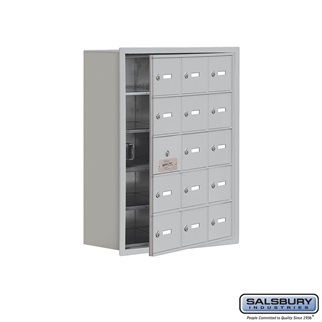 SalsburyIndustries 19158-15ARK Cell Phone Storage Locker With Front Access Panel - 5 Door High Unit- Aluminum