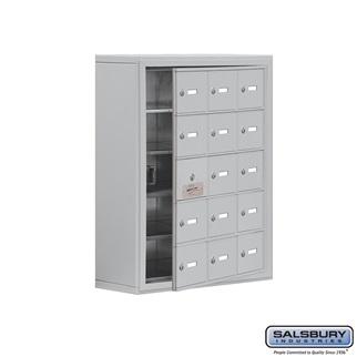 SalsburyIndustries 19158-15ASK Cell Phone Storage Locker With Front Access Panel - 5 Door High Unit- Aluminum