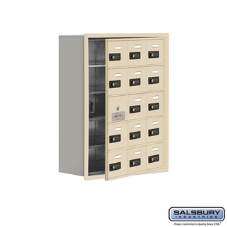 SalsburyIndustries 19158-15SRC Cell Phone Storage Locker With Front Access Panel - 5 Door High Unit- Sandstone