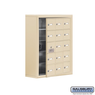 Cell Phone Storage Locker With Front Access Panel - 5 Door High Unit, Sandstone