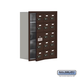 SalsburyIndustries 19158-15ZRC Cell Phone Storage Locker With Front Access Panel - 5 Door High Unit- Bronze
