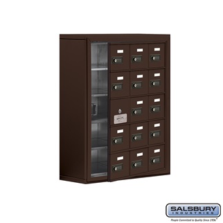 SalsburyIndustries 19158-15ZSC Cell Phone Storage Locker With Front Access Panel - 5 Door High Unit- Bronze