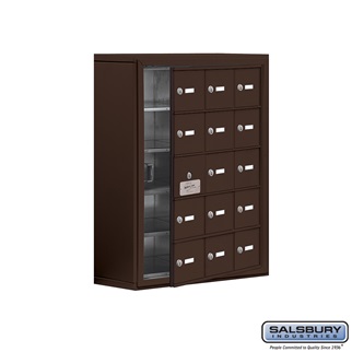 SalsburyIndustries 19158-15ZSK Cell Phone Storage Locker With Front Access Panel - 5 Door High Unit- Bronze