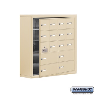 SalsburyIndustries 19158-16SSK Cell Phone Storage Locker With Front Access Panel - 5 Door High Unit- Sandstone