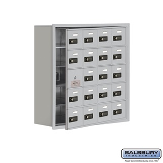 SalsburyIndustries 19158-20ARC Cell Phone Storage Locker With Front Access Panel - 5 Door High Unit- Aluminum